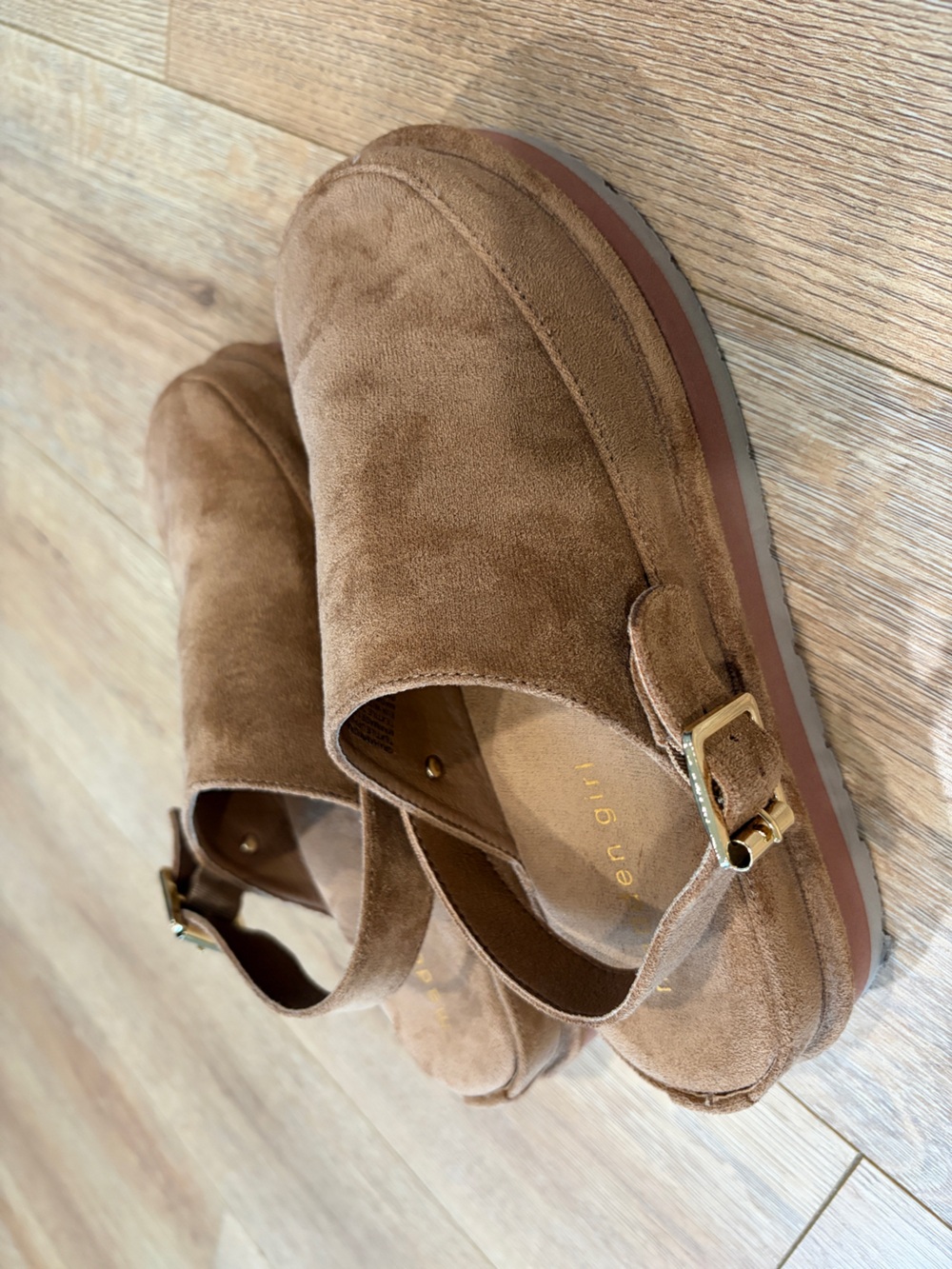 Madden Girl Graham Cognac Faux Suede Clog Mules Buckle Platform Size 6.5 - Picture 4 of 8